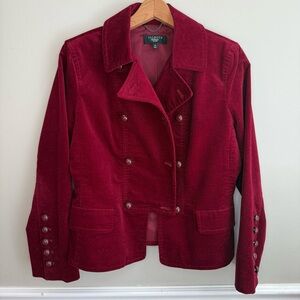 Talbots Women's Burgundy Velvet Jacket size 12 Petite Dark Red